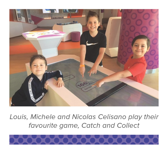 Louis, Michele and Nicolas Celisano play their favourite game, Catch and Collect